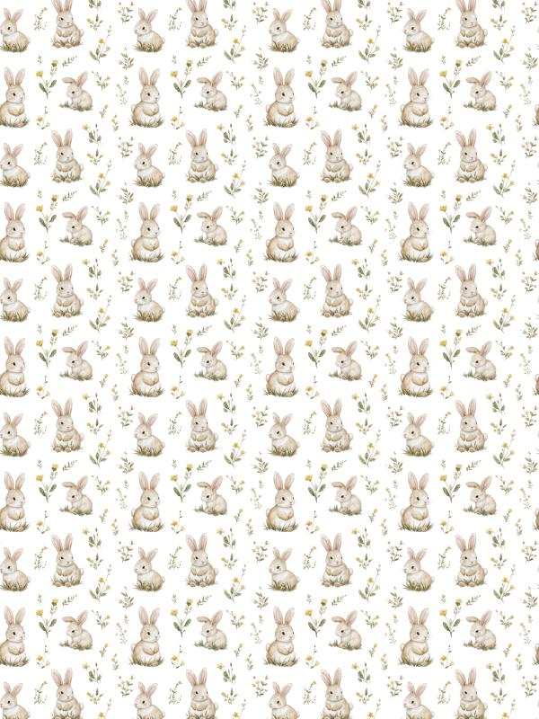 Pantoufles à velcro - Lapin et herbe